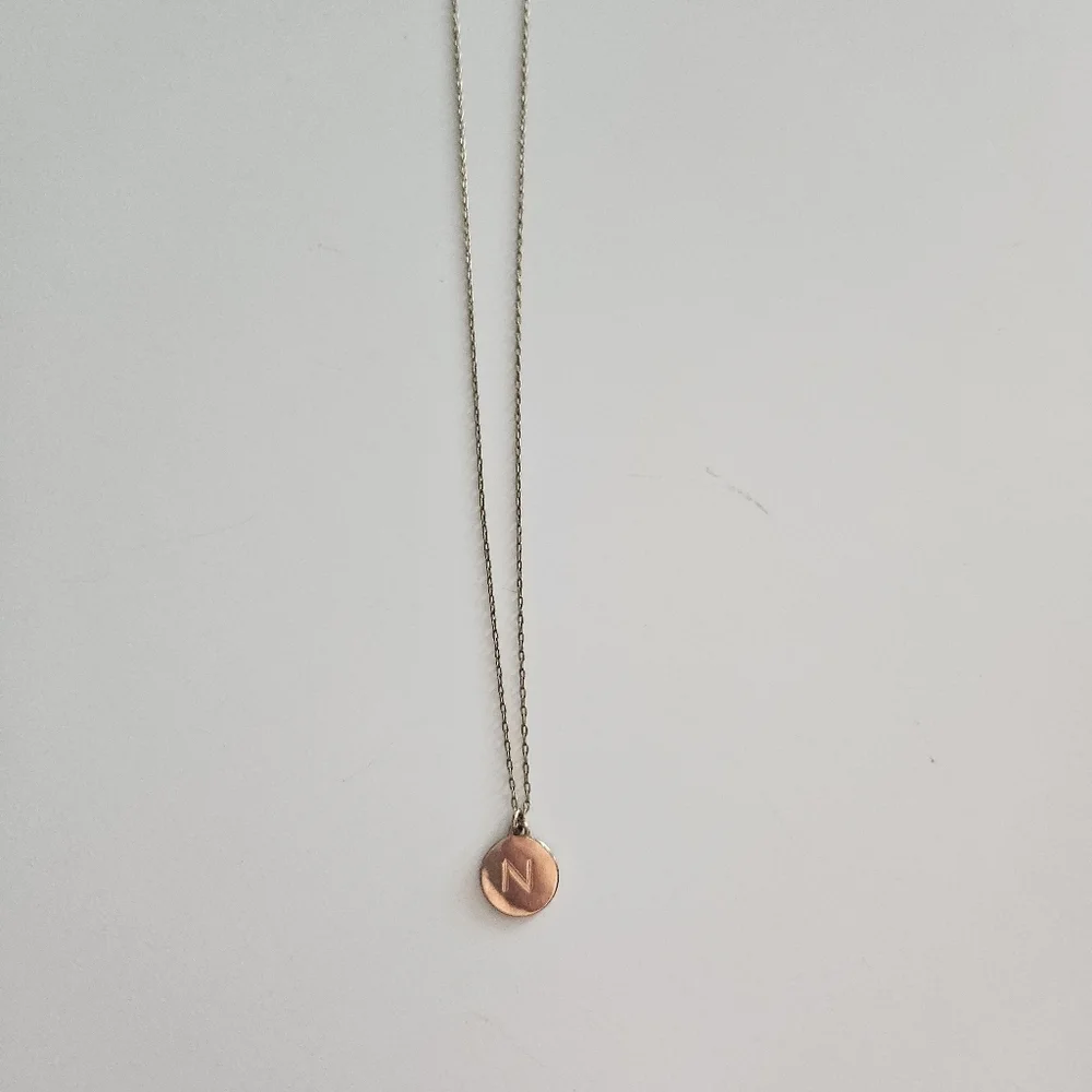 NWOT Kate Spade 12K Gold Plated Initial Mini Pendant Necklace- N - Picture 4 of 5